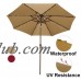 Abba Patio 9-Ft Round Patio Umbrella with 24 Solar Powered LED Lights, Push Button Tilt and Crank, Dark Red   565564083
